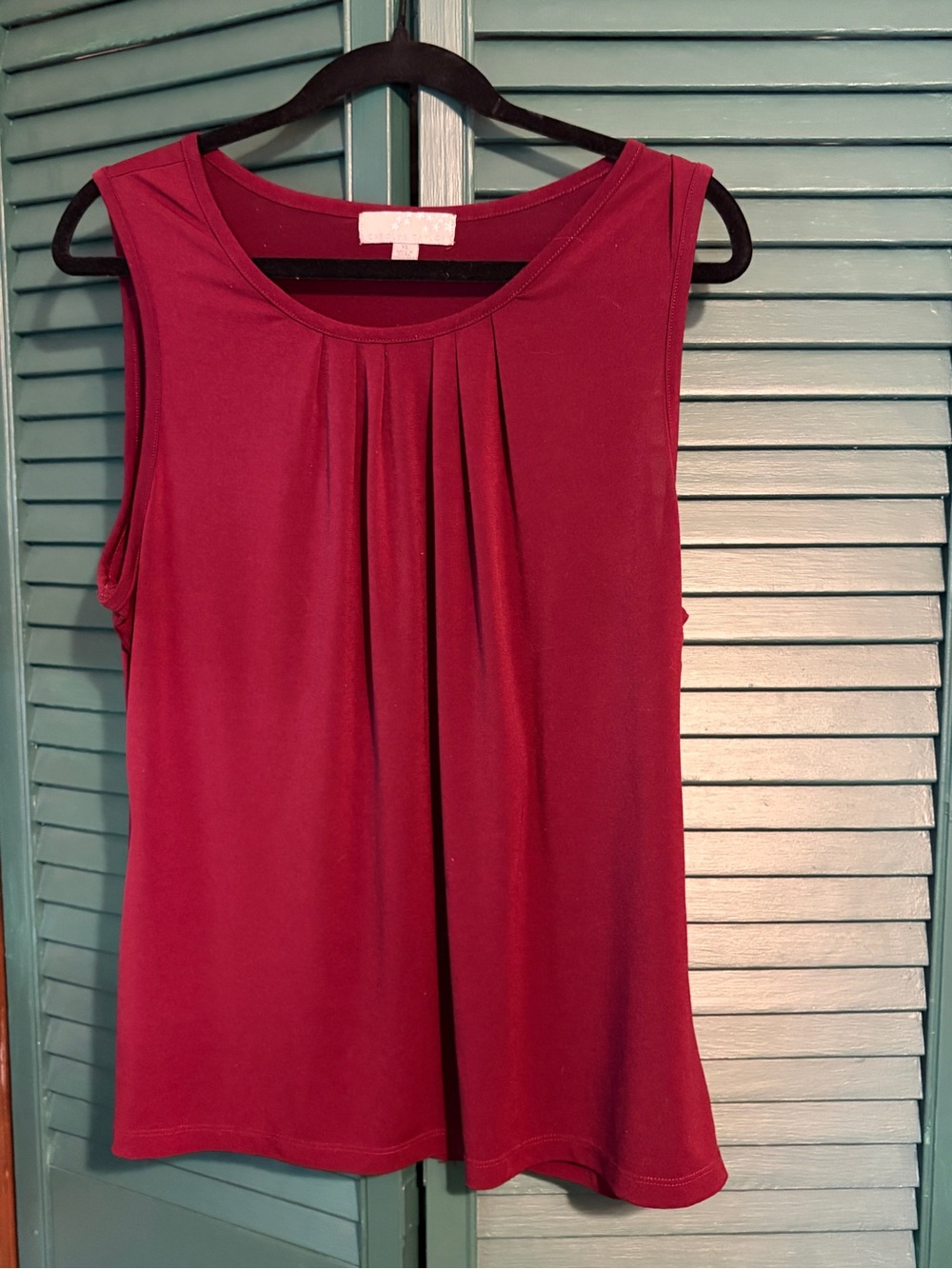 Carolyn Taylor Sleeveless Pleated Tank in Deep Wine